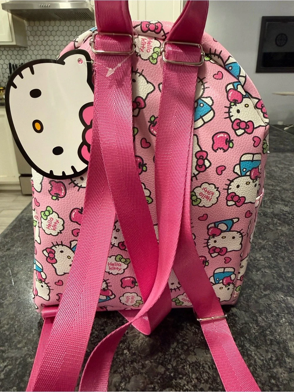 NWT Hello Kitty by Sanrio Mini Backpack Apple Print Pink and Sock Bundle